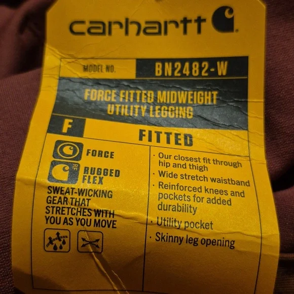 Carhartt  Force Midweight Utility Leggings Sz.SP 4-6 Short Color Sable NWT - Picture 5 of 7